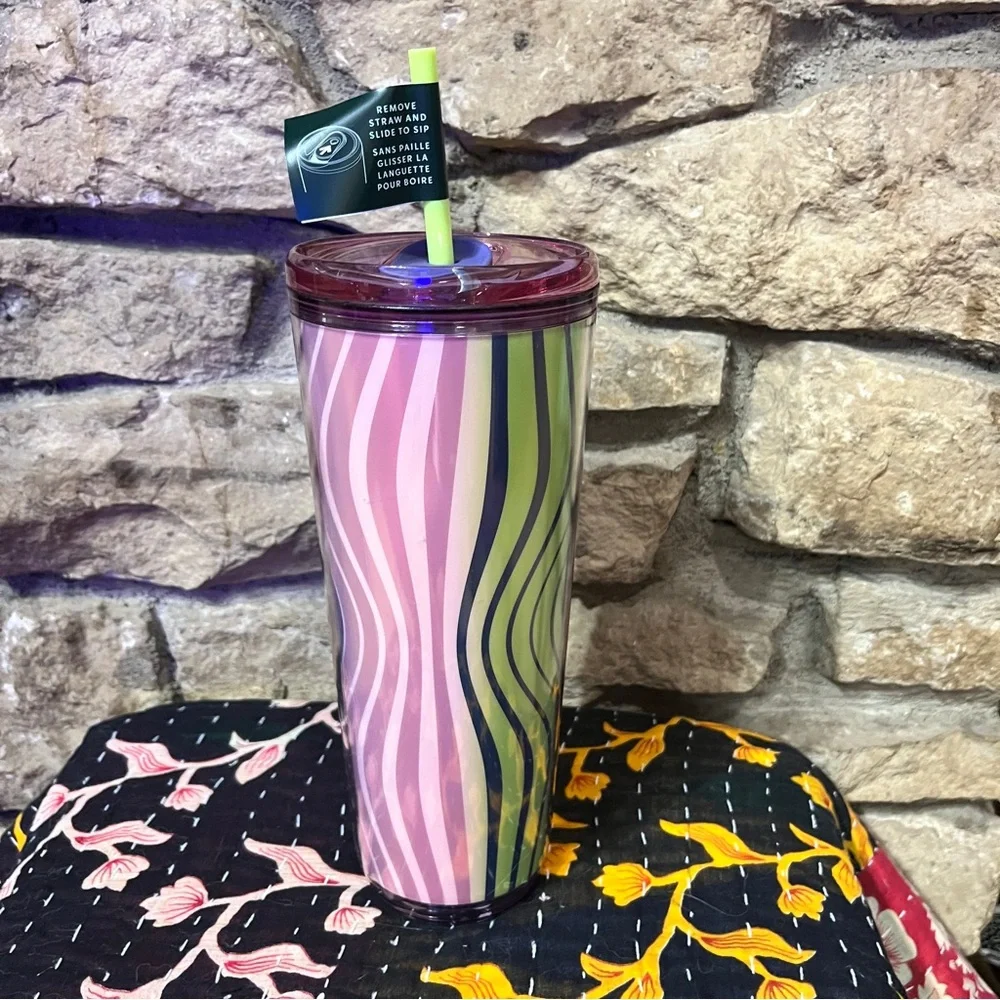 STARBUCKS 2025 Wavy Green Purple Hot & Cold Cup Venti Tumbler 24oz 710ML NWT